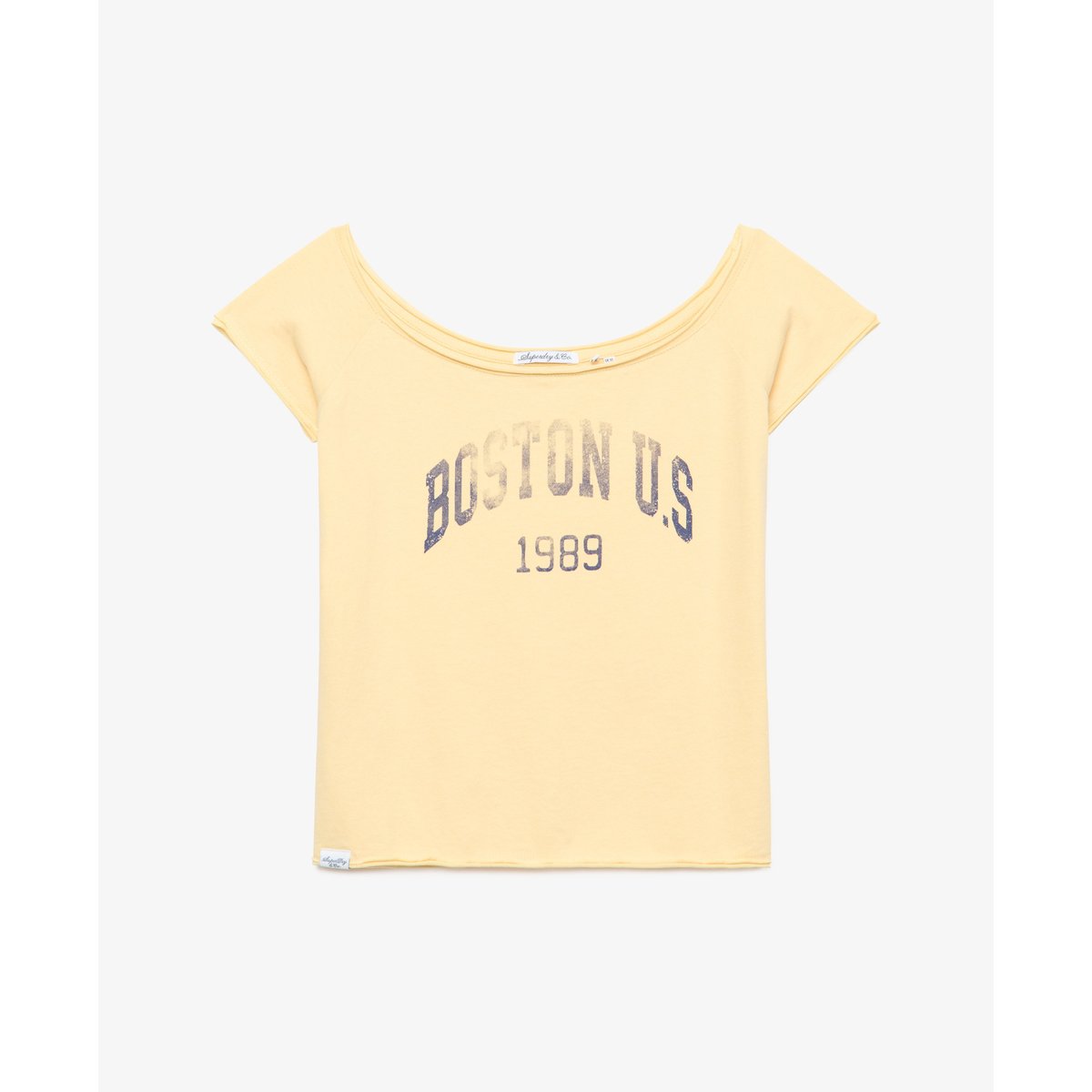 Top Bardot Graphique Manches Courtes Coupe Ajustée brume jaune, SUPERDRY