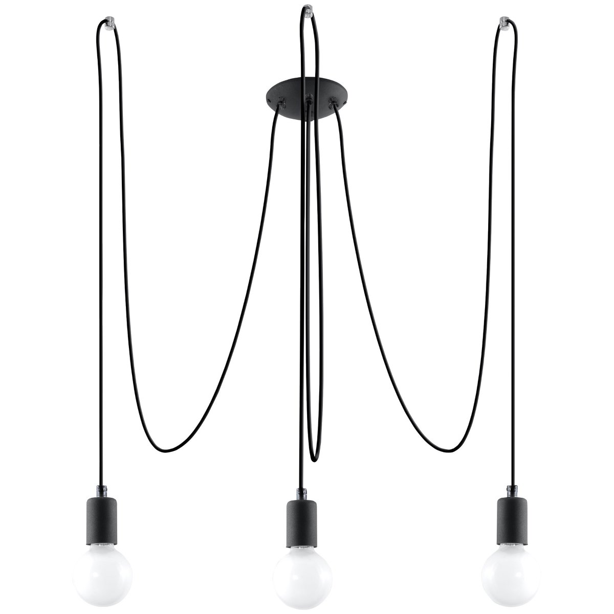 Lustre Tissu Noir E27 3 Edison noir, EDEN