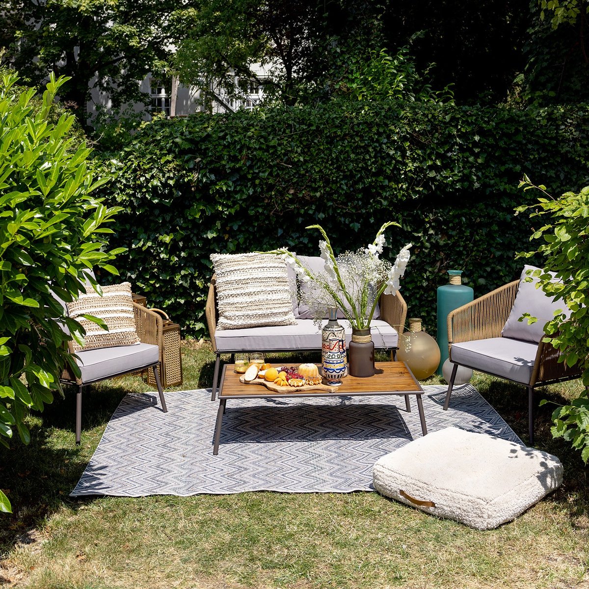 Salon de jardin 4 places, ELBA marron, KARE DESIGN