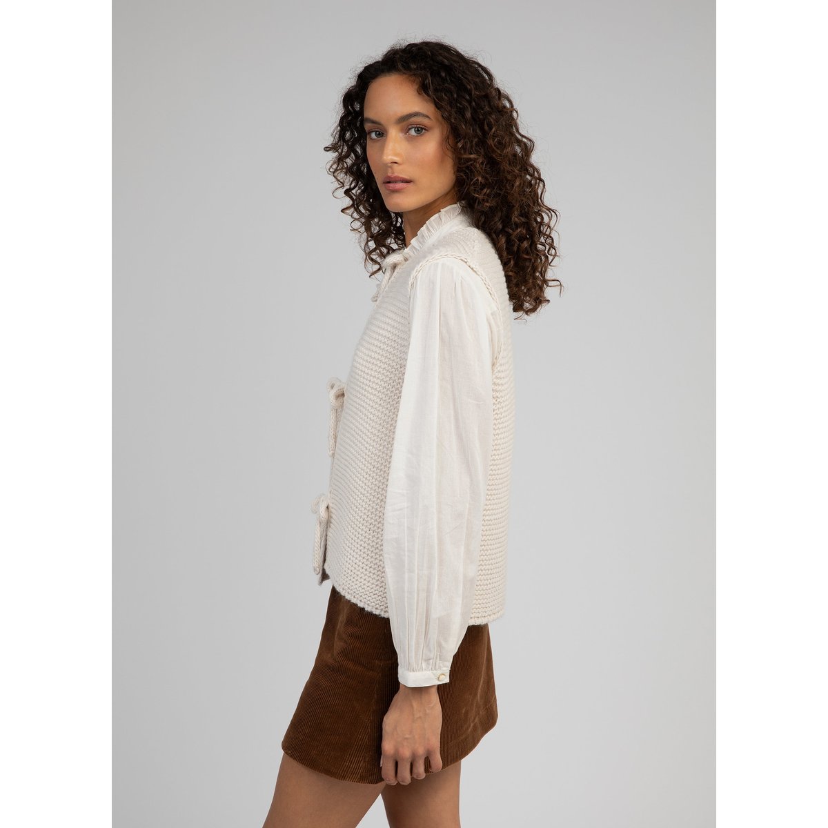Cardigan Sans Manche LEGRINGA ecru, AN'GE