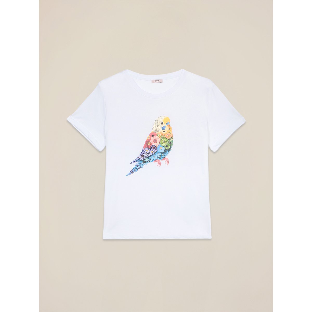 T-shirt avec impression et applications blanc, OLTRE