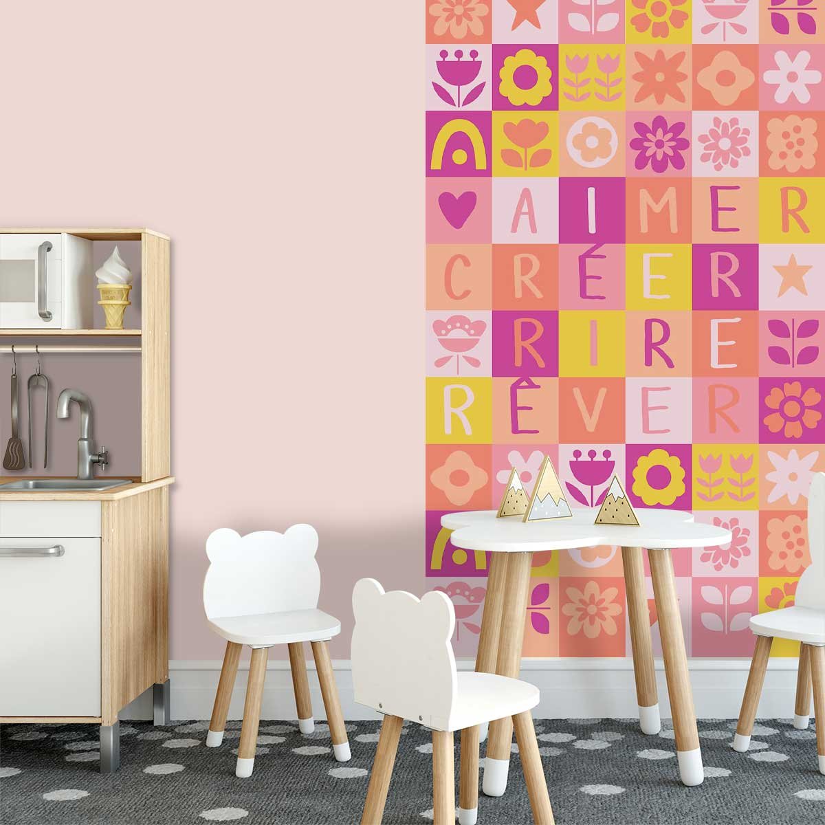 Papier peint aimer et rire intissé, HEXOA