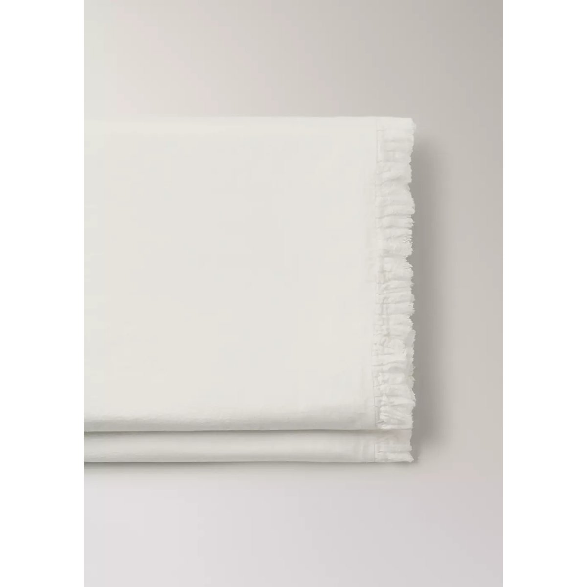 Drap plat coton lavé volant en gaze effiloché lit 200 cm écru, MANGO HOME