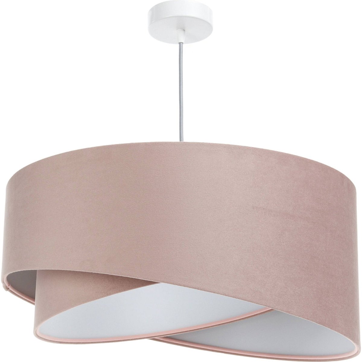 Suspension ronde en velours Jasmin bebe rose poudré et gris clair, BPS KONCEPT