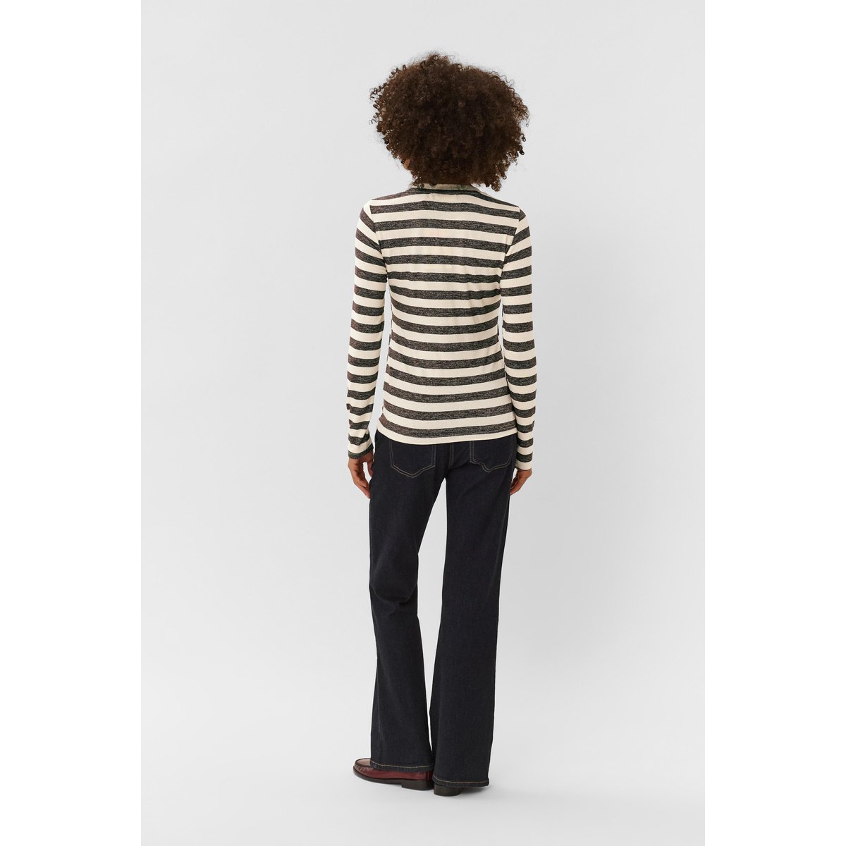 T-shirt à manches longues marron brown/whitecap stripe, CULTURE