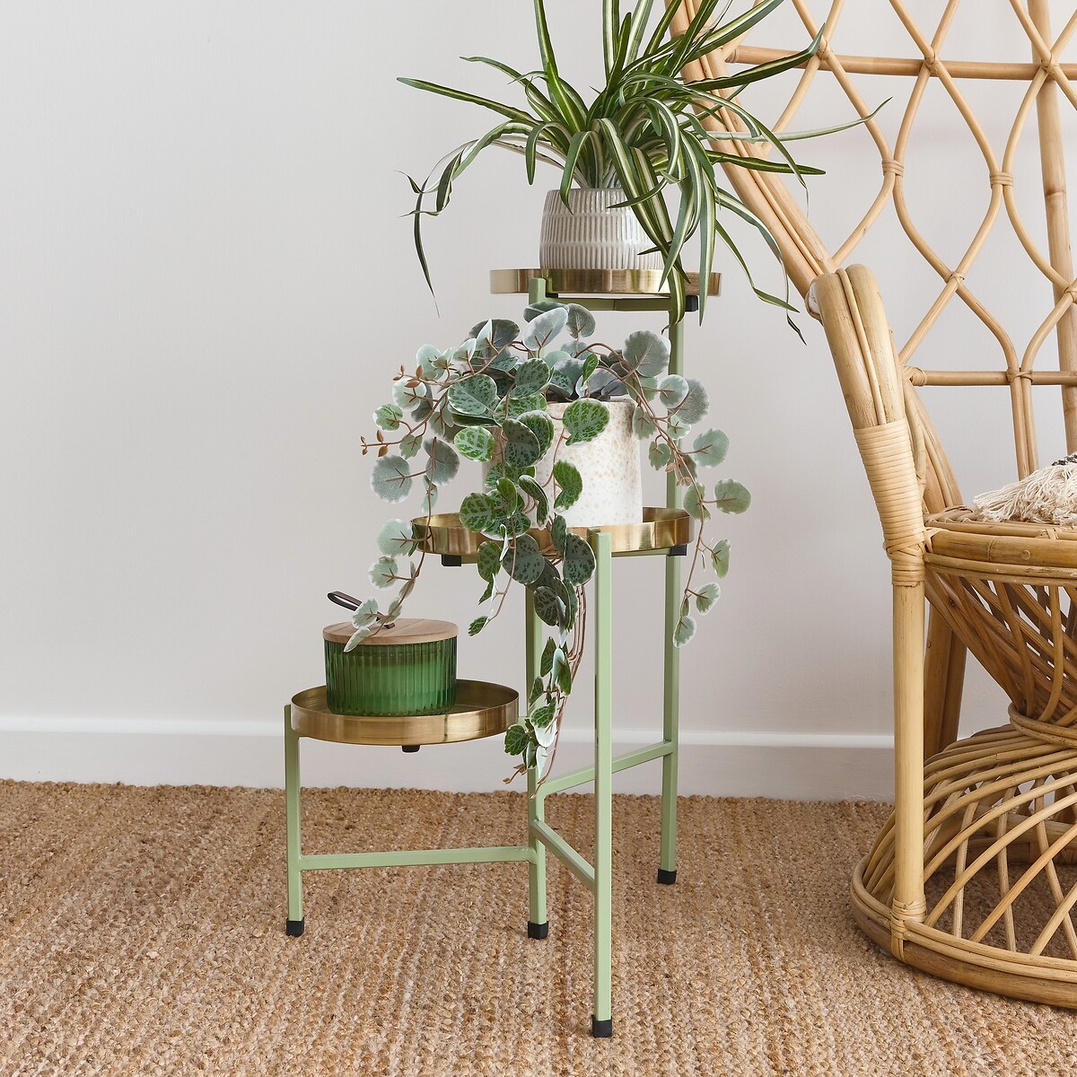 Pastel Metal Three-Tier Plant Stand green, SO'HOME