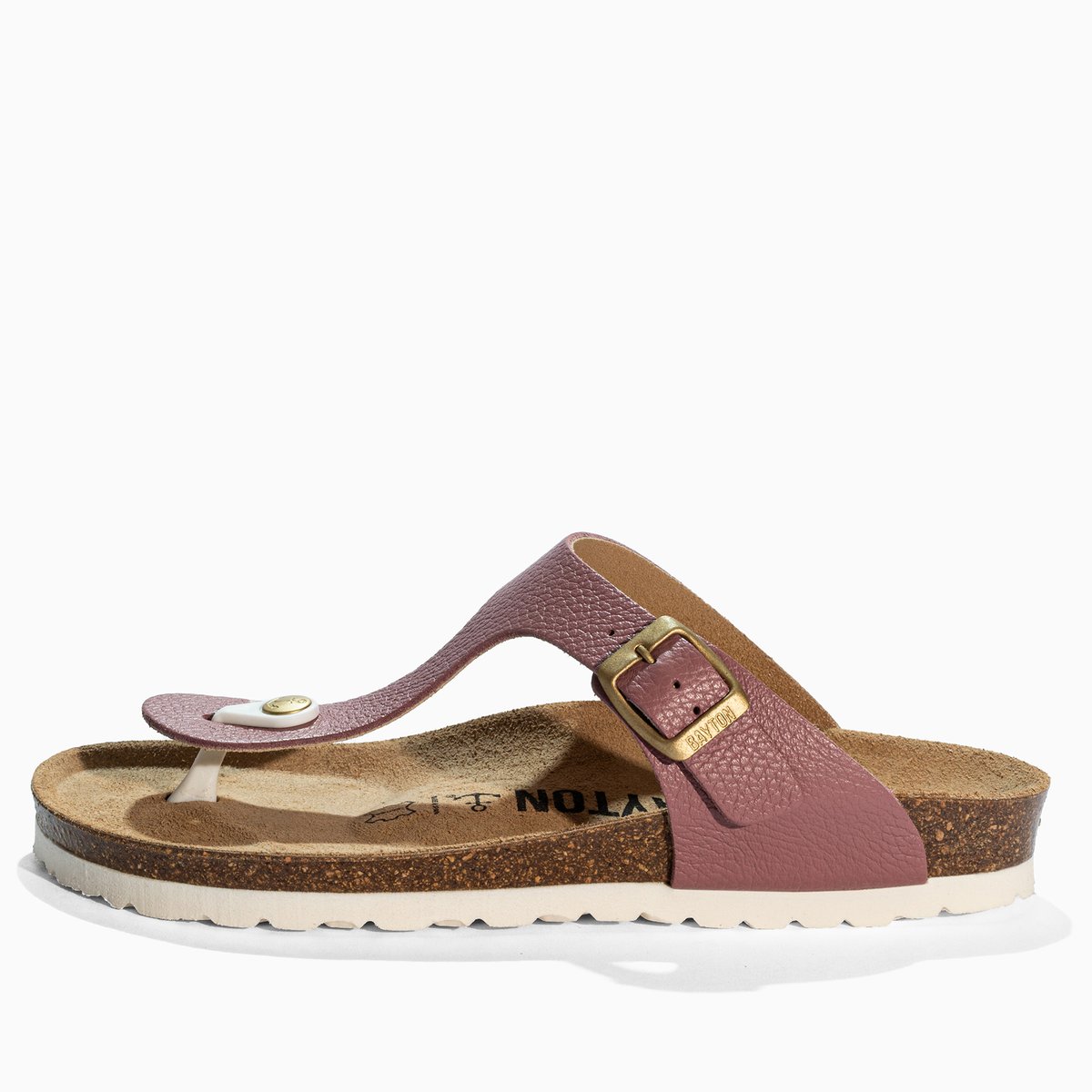 Tongs en cuir MERCURE rose, BAYTON