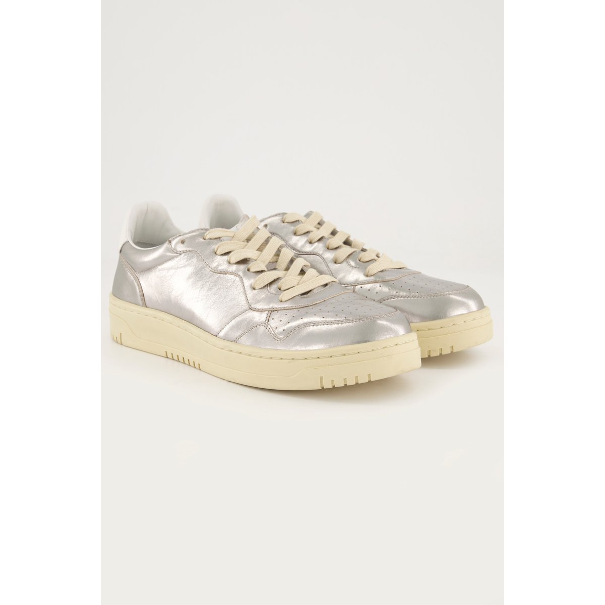 Sneakers en cuir aspect métallisé , pied large argent, ULLA POPKEN