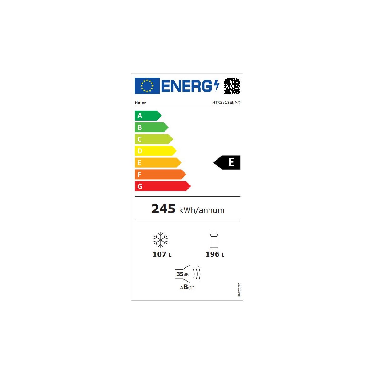 Réfrigérateur combiné HTR3518ENMX couleur unique, HAIER