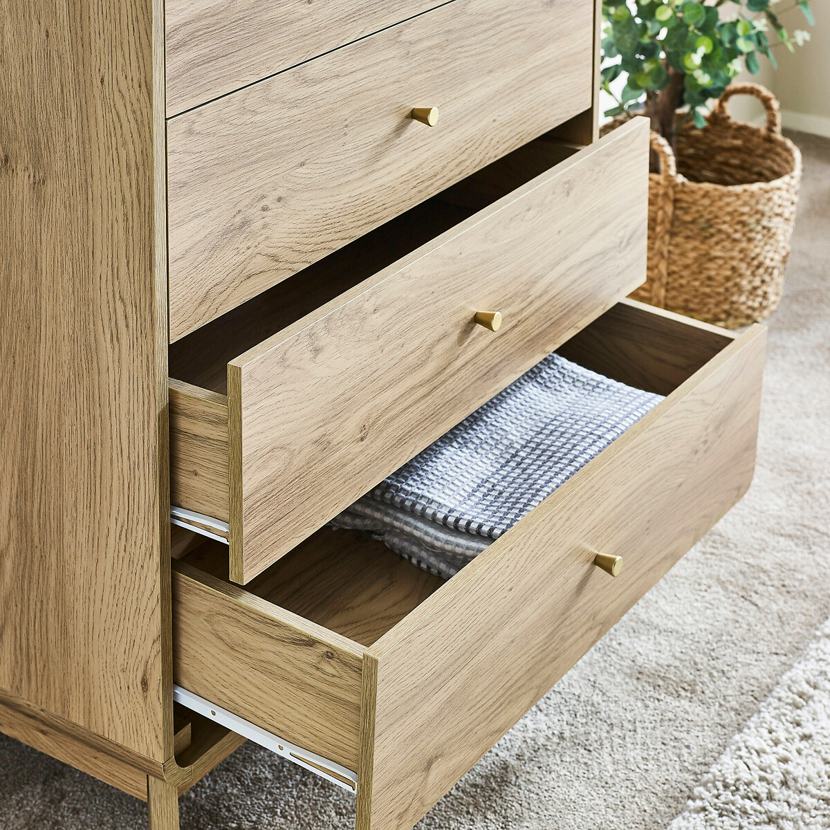 Seluna Retro Oak 5 Drawer Chest natural oak, SO'HOME
