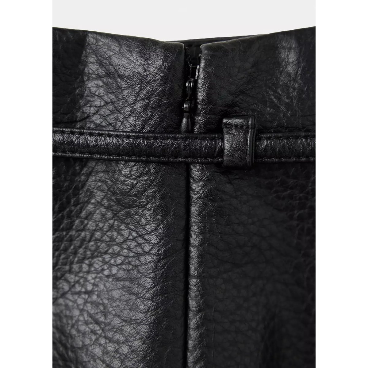Jupe similicuir ceinture noir, MANGO