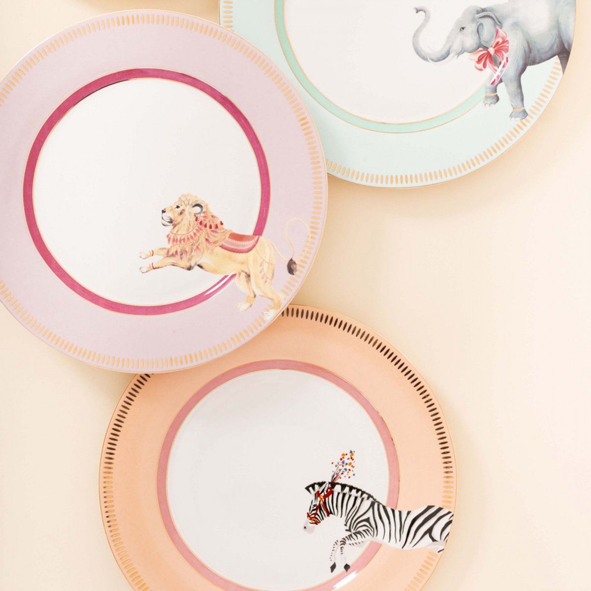 Coffret 4 assiettes à dessert Animal Magic 20 cm multicolore, YVONNE ELLEN