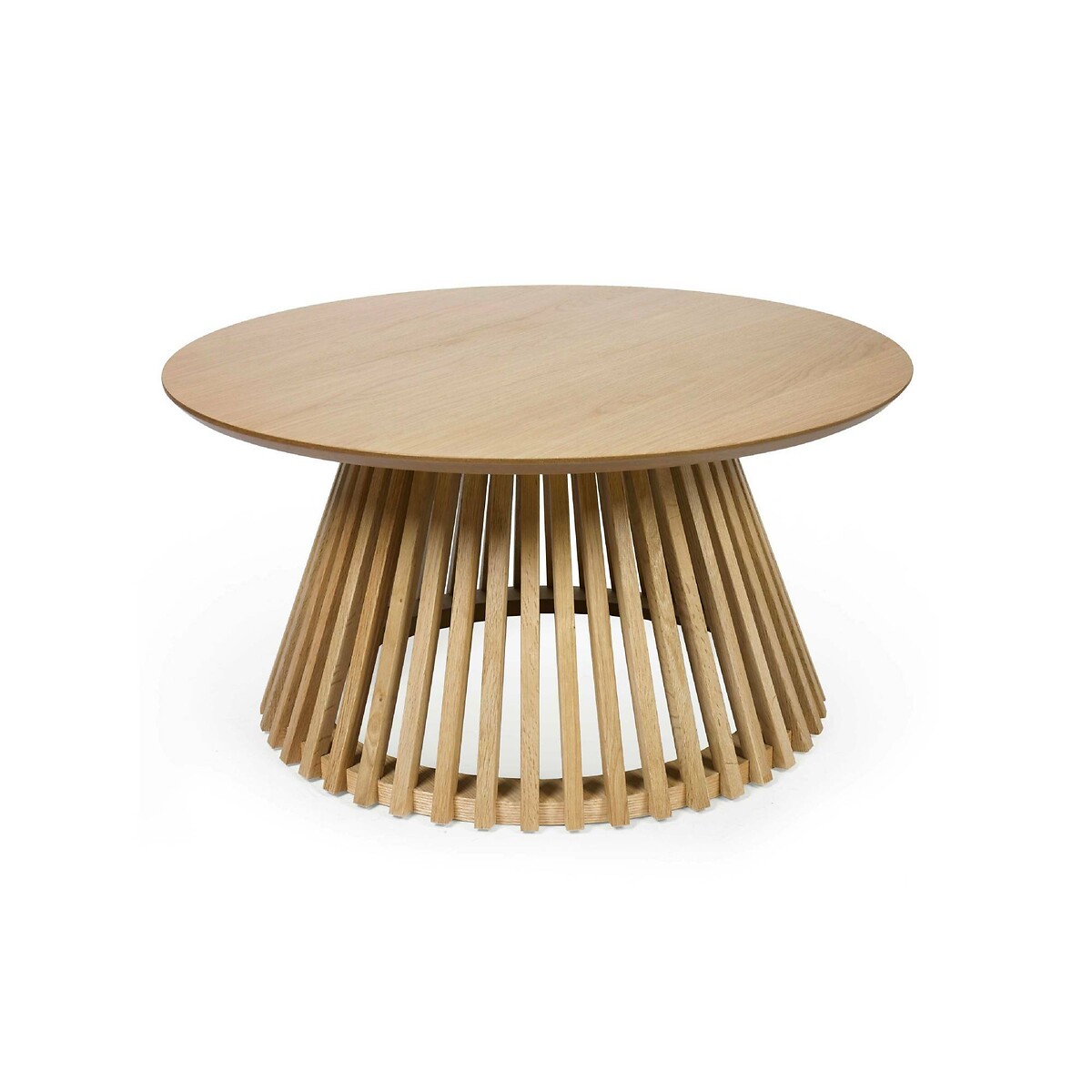 Osric Round Natural Oak Slatted Coffee Table natural oak, SO'HOME