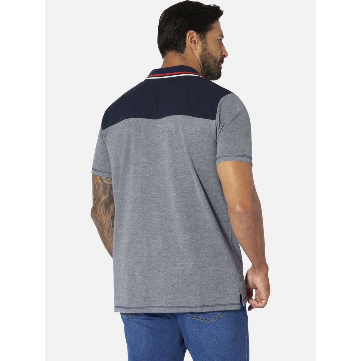 Polo NOLTTI bleu foncé mélange, JAN VANDERSTORM