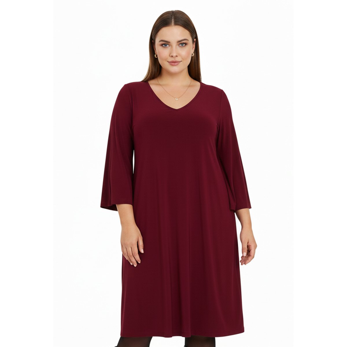 Robe v-cou rouge foncé, YOEK