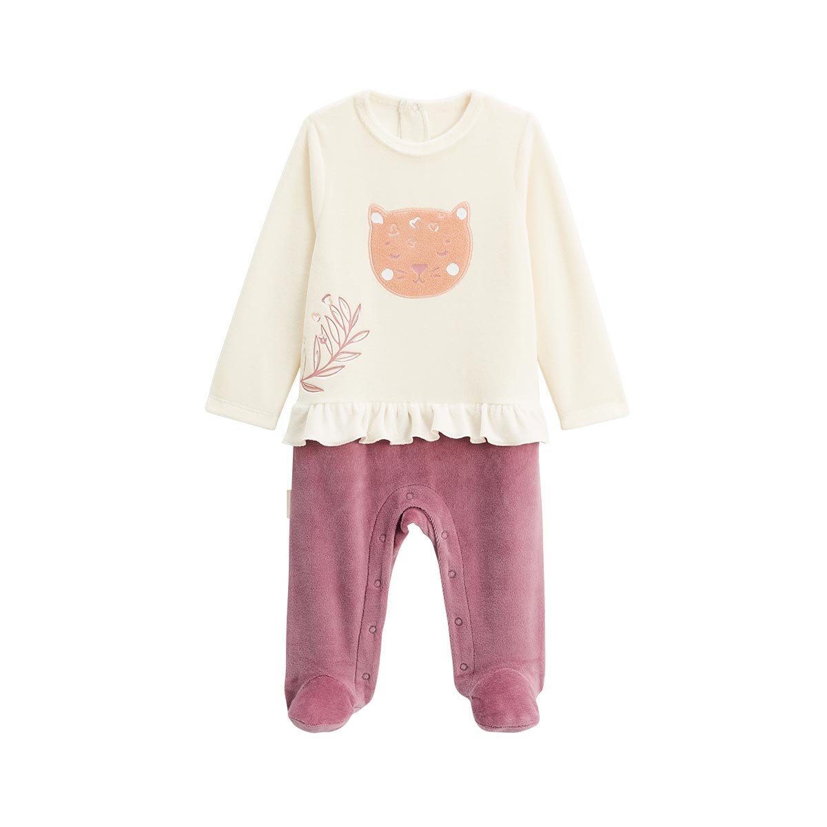 Pyjama bébé en velours Matcha rose, PETIT BEGUIN