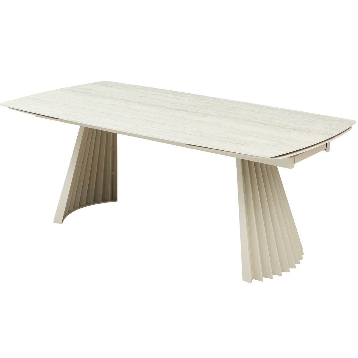 Table à manger extensible 8/12 couverts en céramique effet Travertin - BRUMA travertin, HOMIFAB