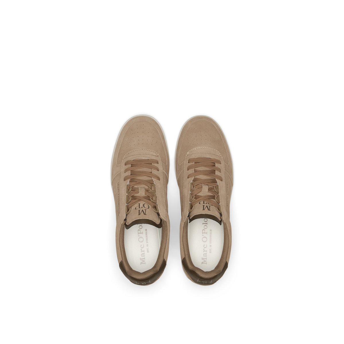 Baskets Modèle Vincenzo en cuir velours doux beige, MARC O'POLO
