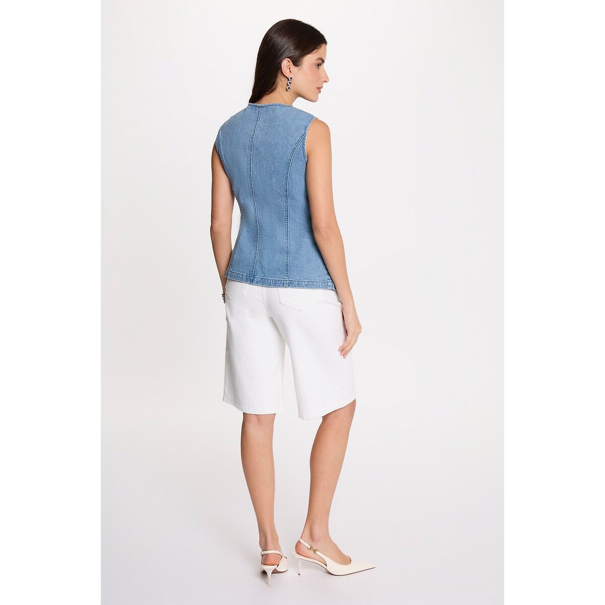 Gilet jean sans manches denim stone, MORGAN