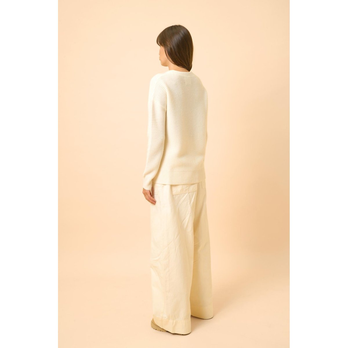 Pull Col Rond 4 Fils Neige Louna blanc, JUST CASHMERE