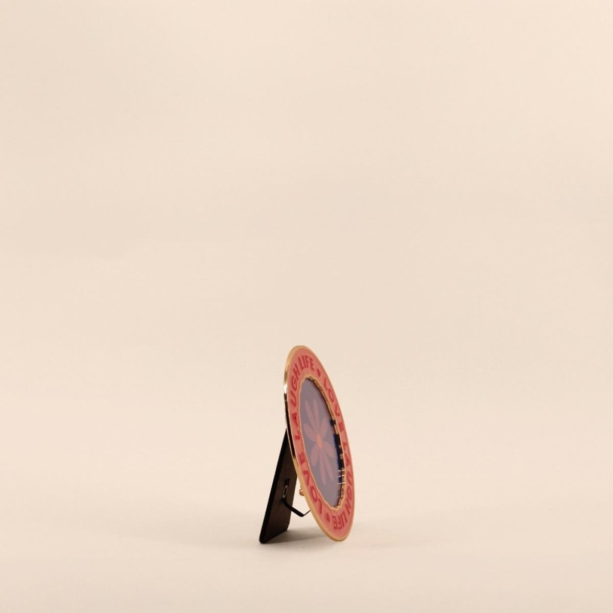 Cadre photo rond moulure laqué d13cm rose, KERSTEN
