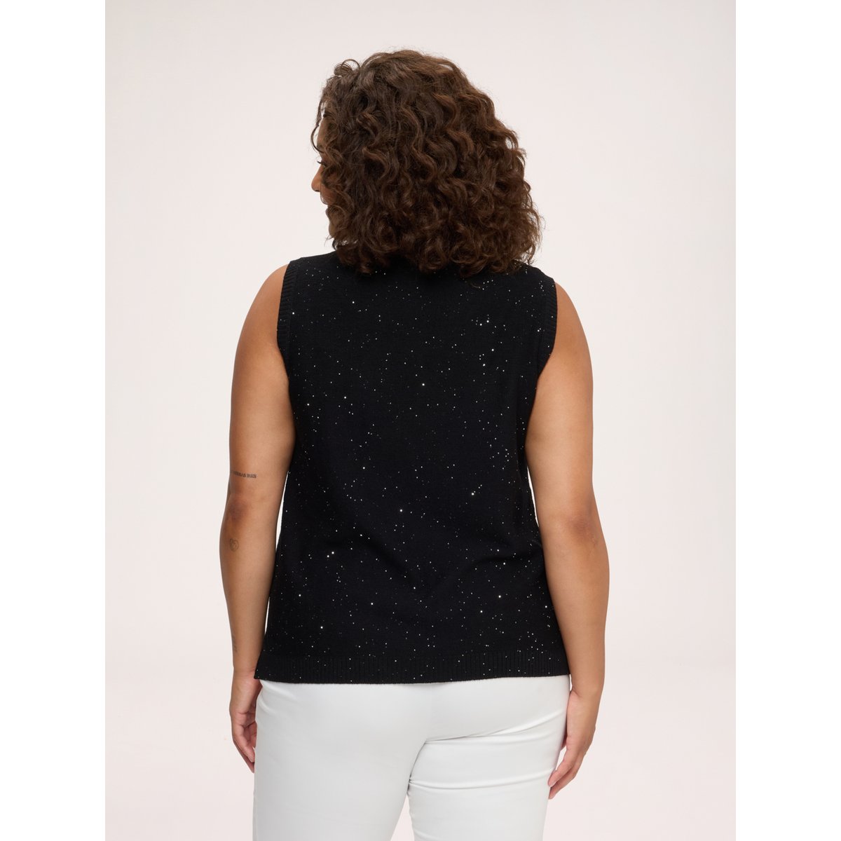 Top avec micro paillettes noir, FIORELLA RUBINO