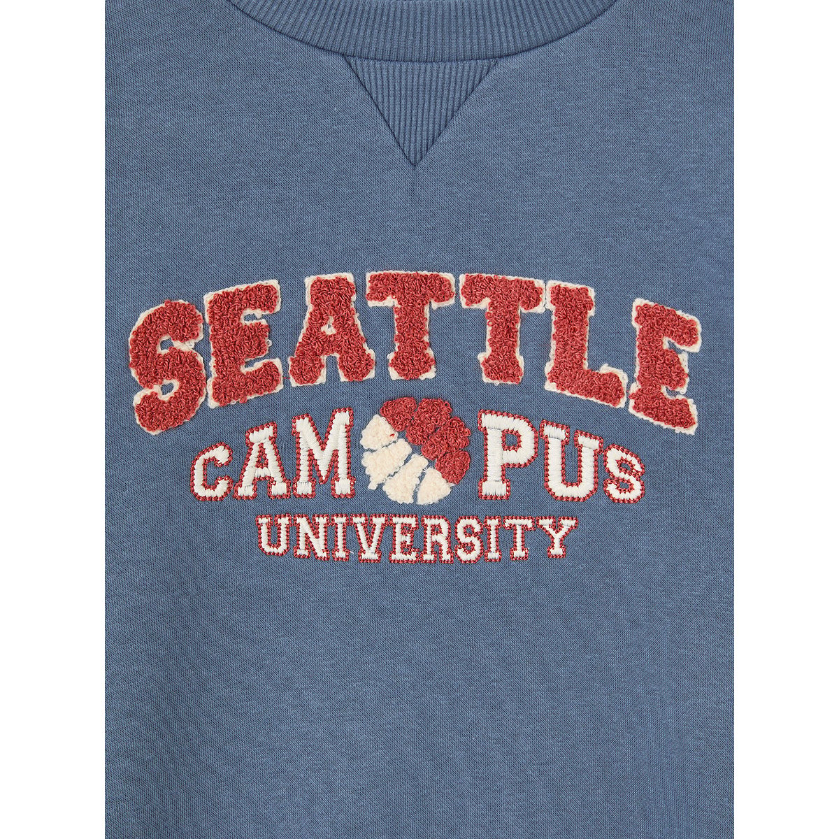 Sweat col rond bleu jean, VERTBAUDET