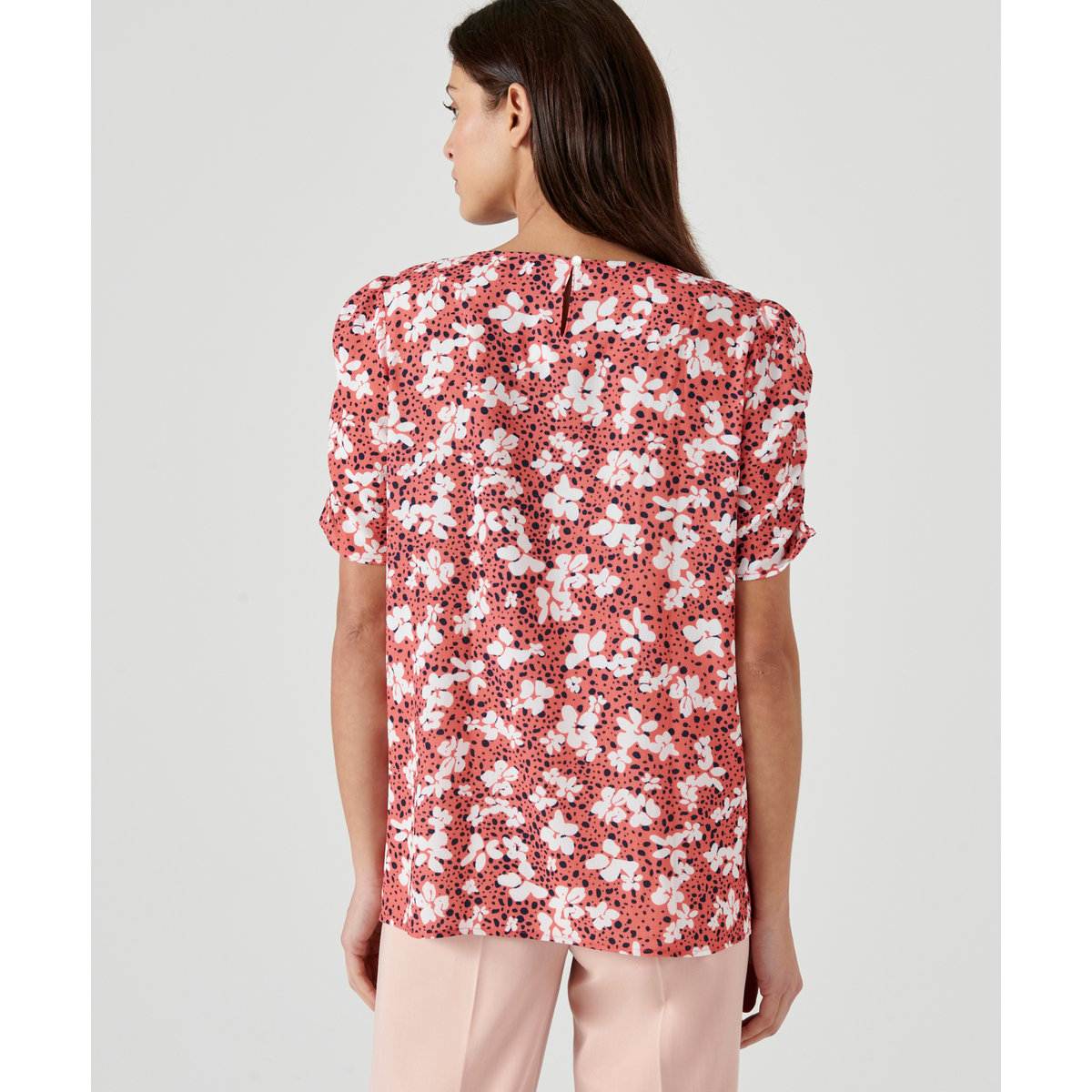 Blouse manches bouffantes rose fleuri, DAMART