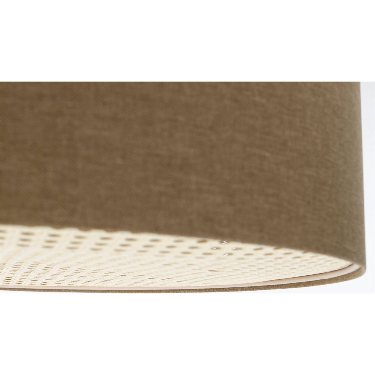 Plafonnier rond en tissu et rotin Boho Elegant beige crème et rotin naturel, BPS KONCEPT