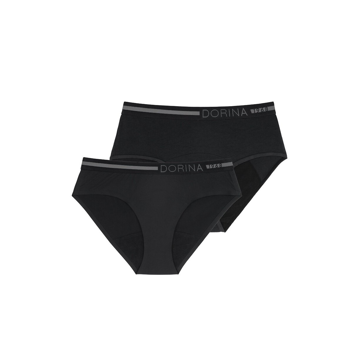 Lote de 2 shorties menstruais recicladas, Eco Moon preto + preto, DORINA