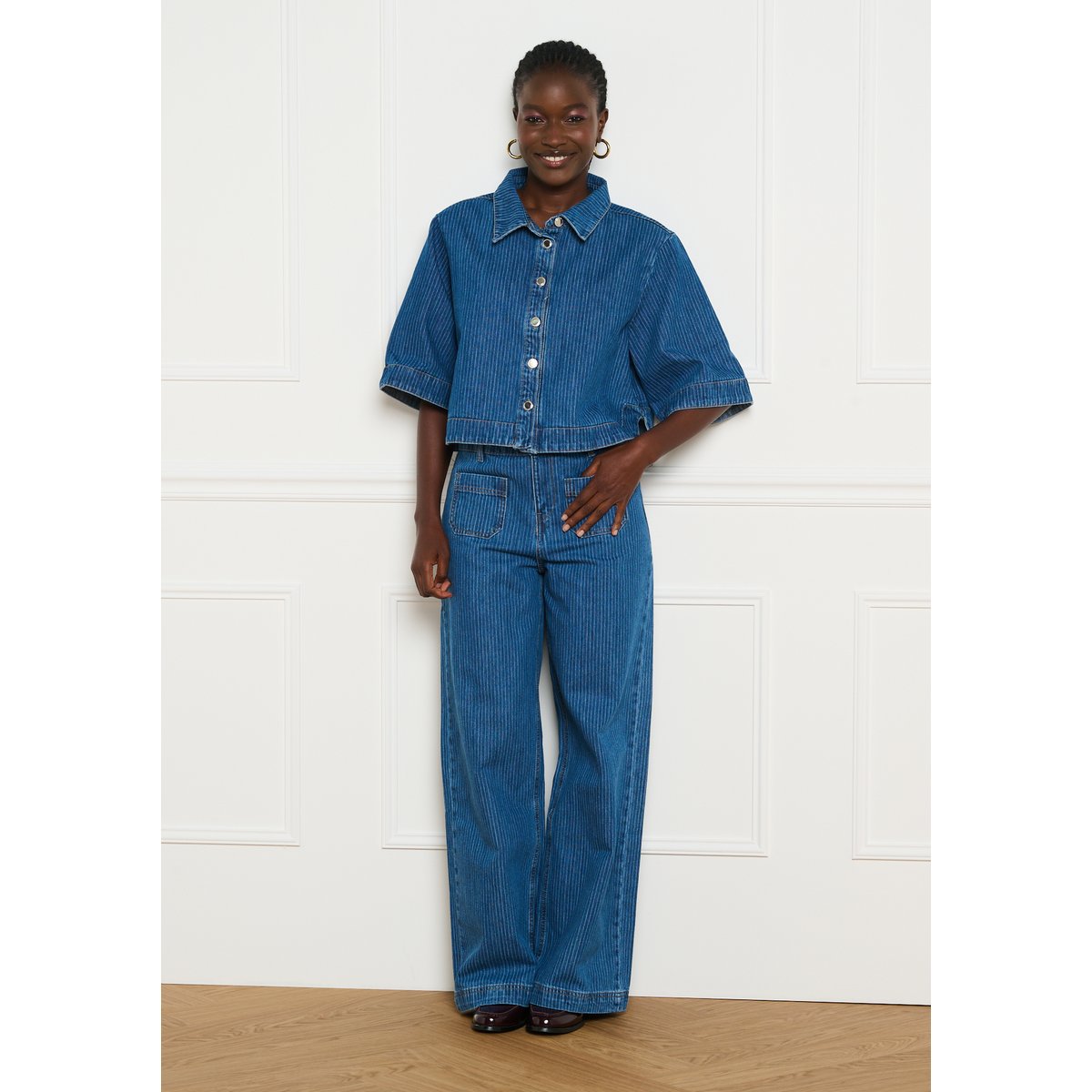 Chemise denim rayée medium blue, LOLALIZA