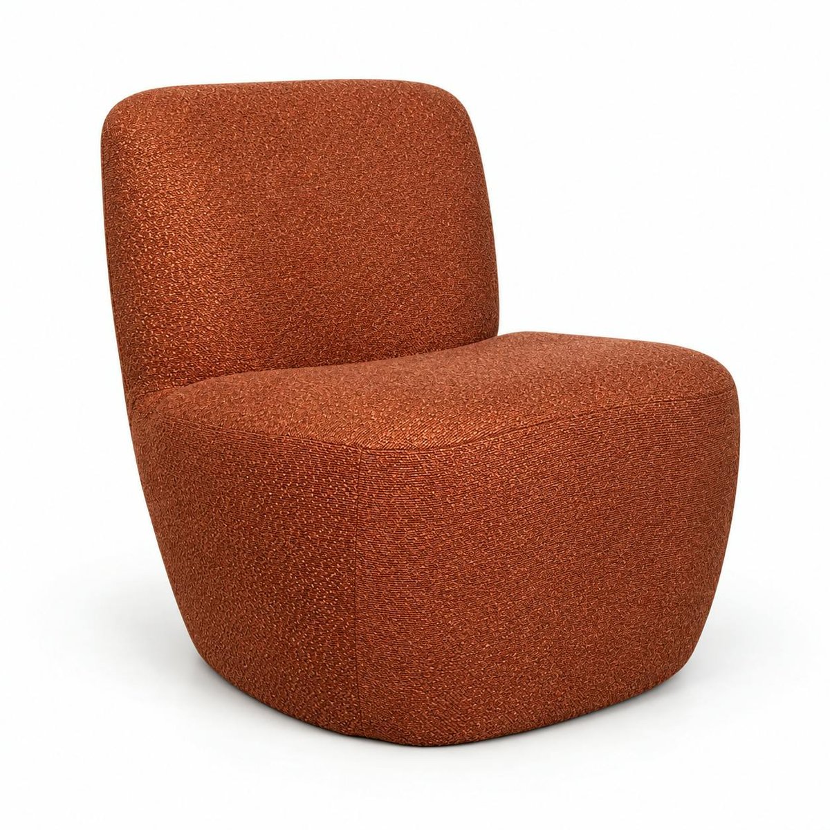Fauteuil arrondi tissu bouclettes terracotta MALMOE brique, PIER IMPORT