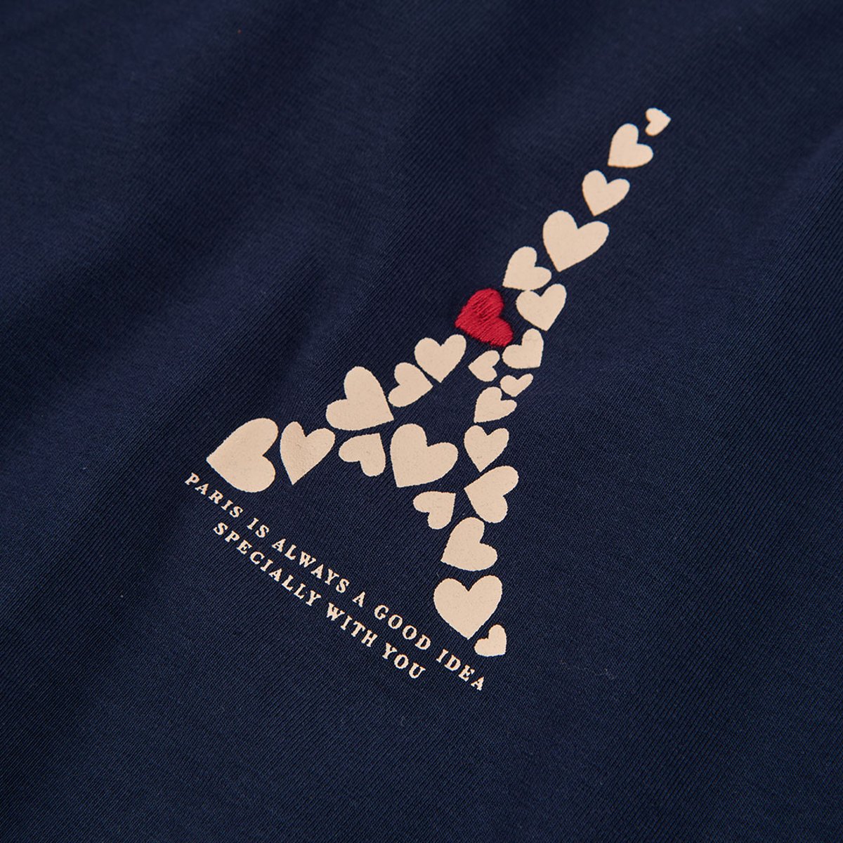 T-shirt maille fille Tour Eiffel bleu, BOBOLI