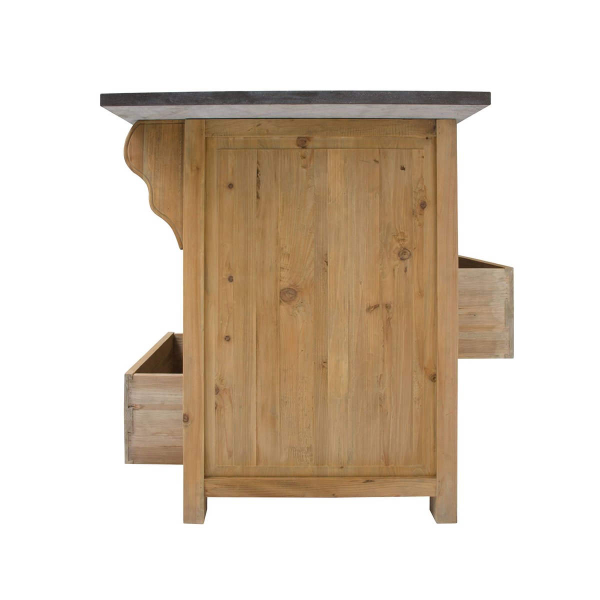 Îlot central en bois recyclé CHAMPÊTRE bois clair, MADE IN MEUBLES 