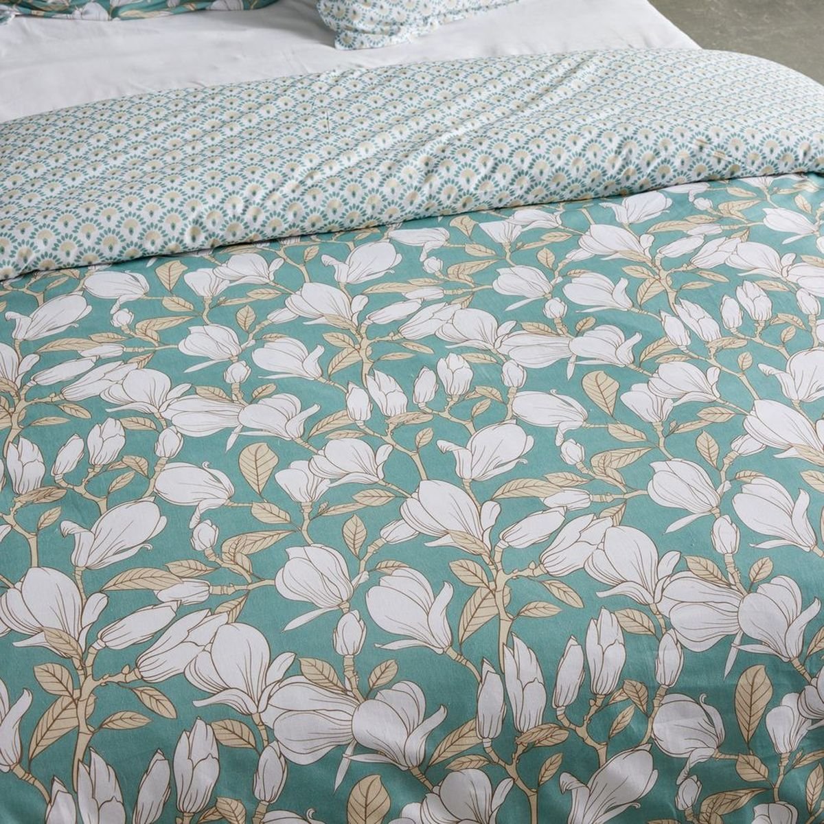 Parure de lit imprimé Floral coton SUNSHINE JAVIER bleu, TODAY