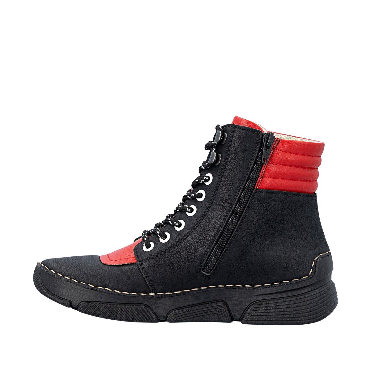 Bottines noires à talon compensé bas pourvues d'une fermeture zippée noir, RIEKER