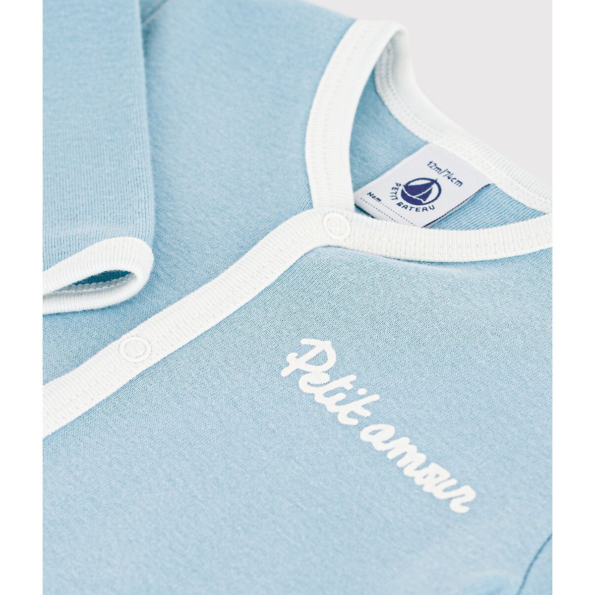 Pyjama en coton uni bleu vert, PETIT BATEAU