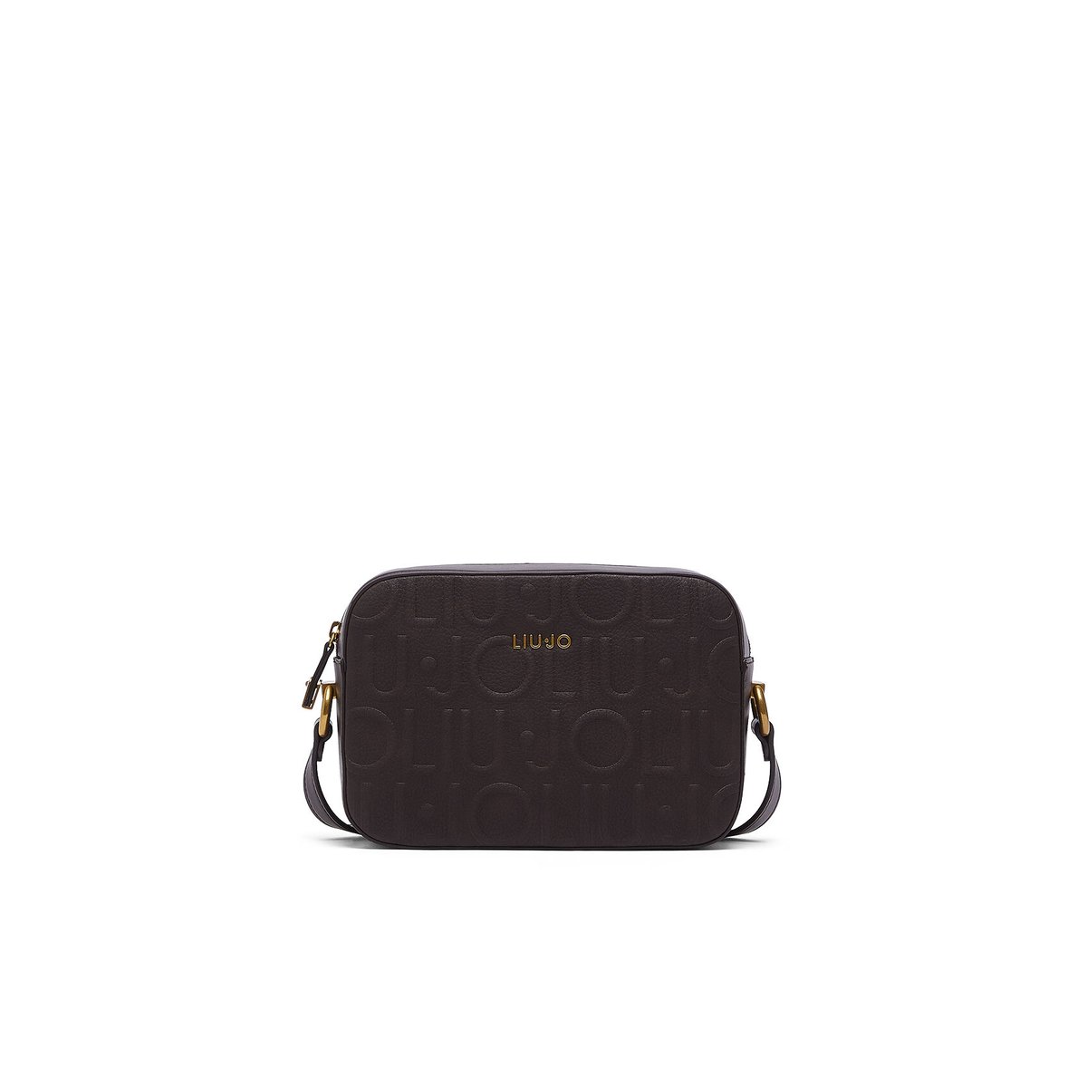 Sac bandoulière moyen avec logo marron foncé, LIU JO