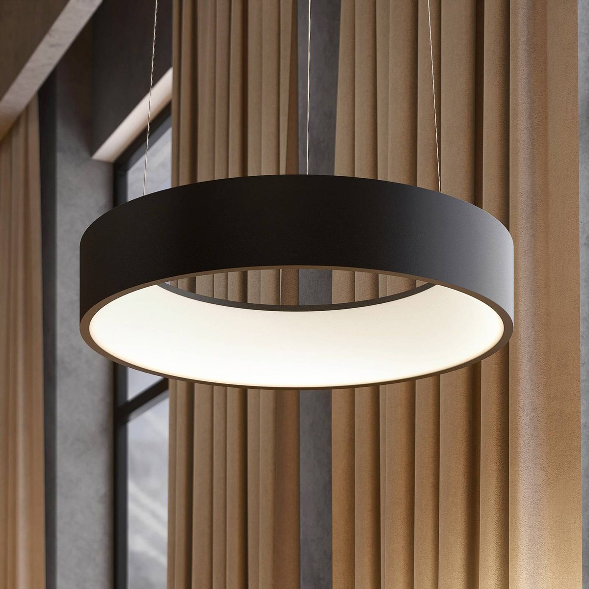 Suspension en métal moderneLED, Aleksi noir sable, blanc, ARCCHIO