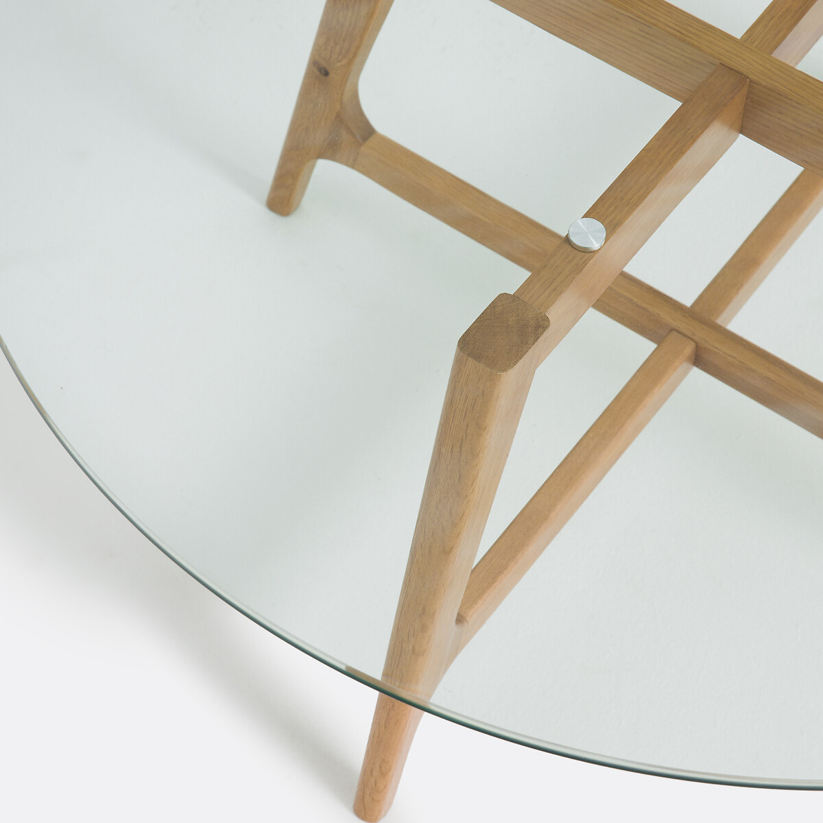 Table basse forme ronde, plateau verre, Zoleta chêne/verre transparent, LA REDOUTE INTERIEURS