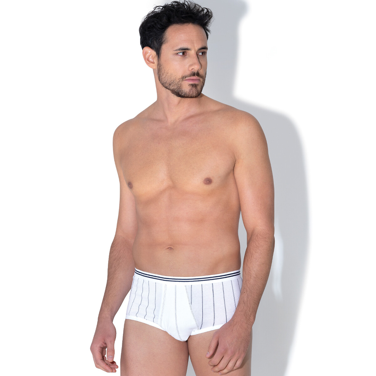 Slip taille haute à rayures ouvert blanc, EMINENCE