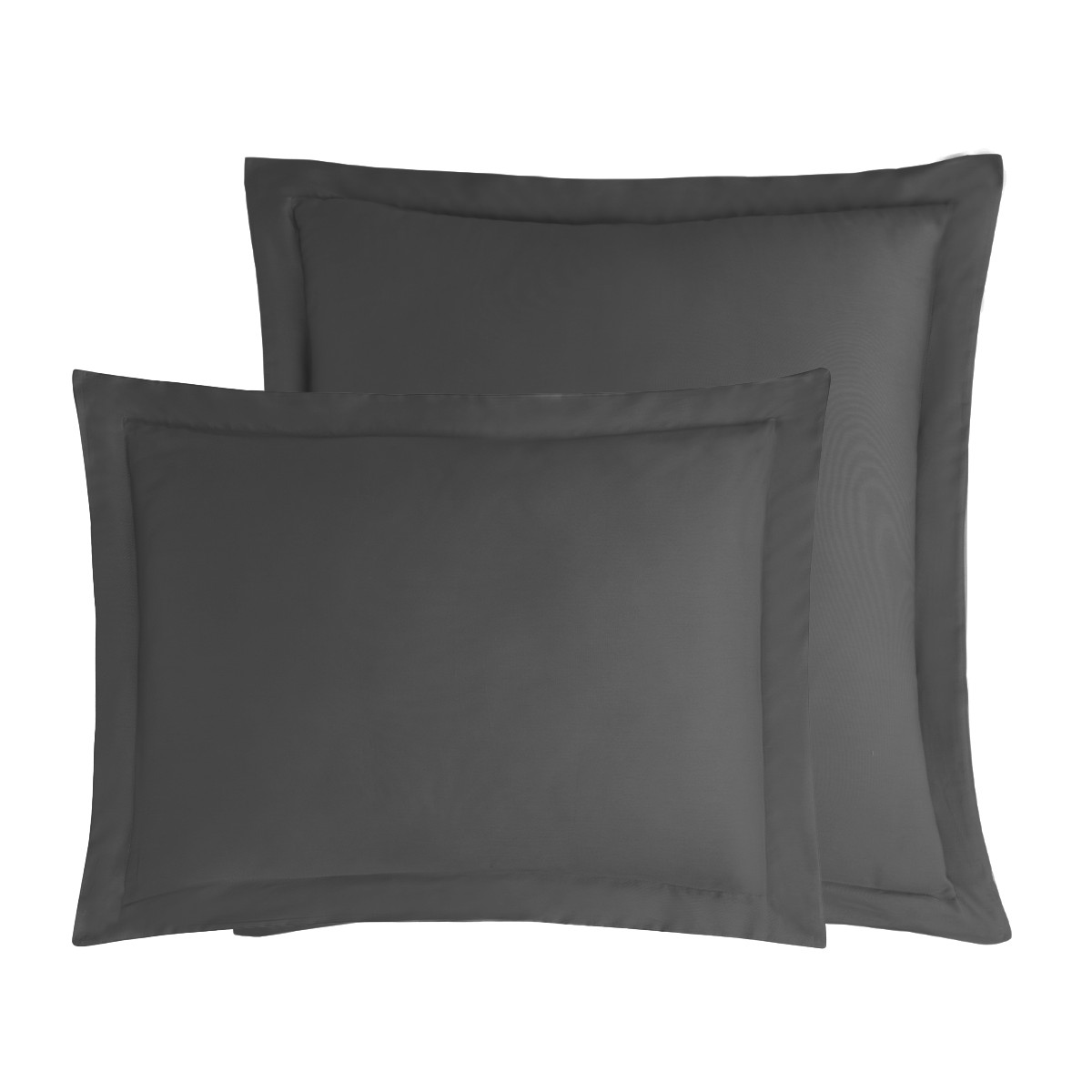 Lot de 2 taies d'oreiller en satin de coton 120 fils VERSALUXE UNI anthracite, SENSEI MAISON
