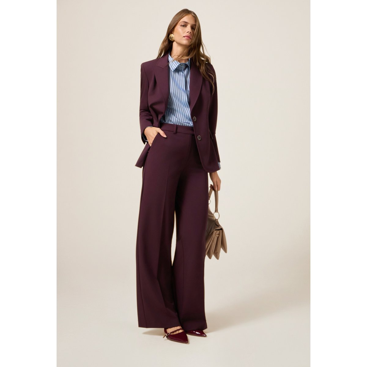 Pantalon palazzo burgundy, OLTRE