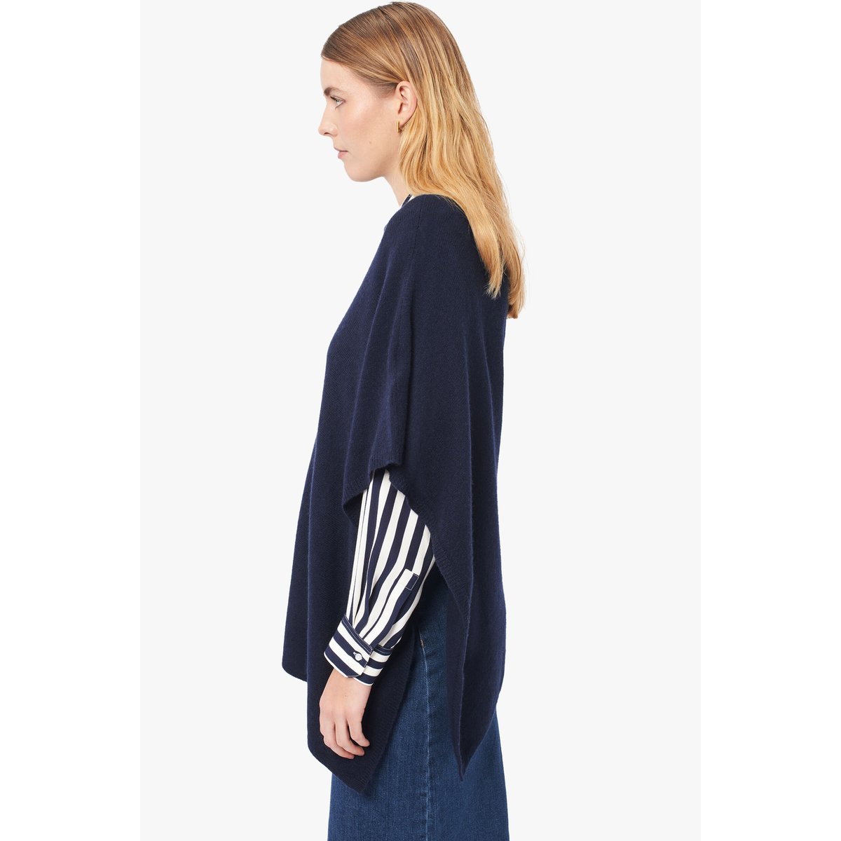 Poncho asymétrique en cachemire BALTIMOREB bleu marine, CAROLL