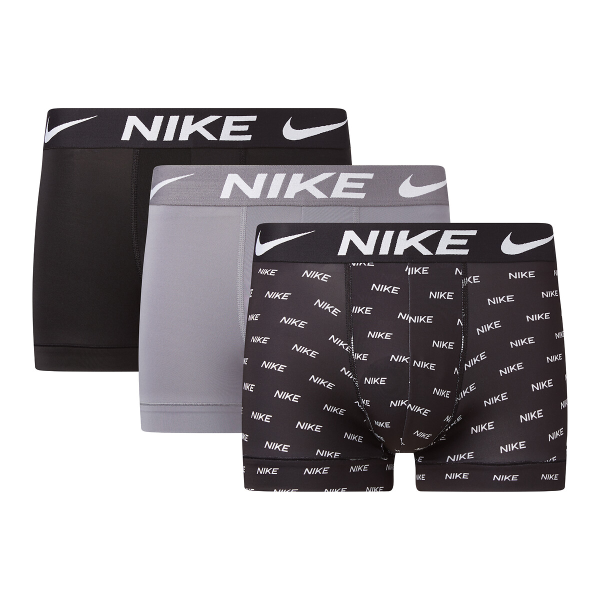 Lot de 3 boxers unis Dri fit noir + noir + gris, NIKE