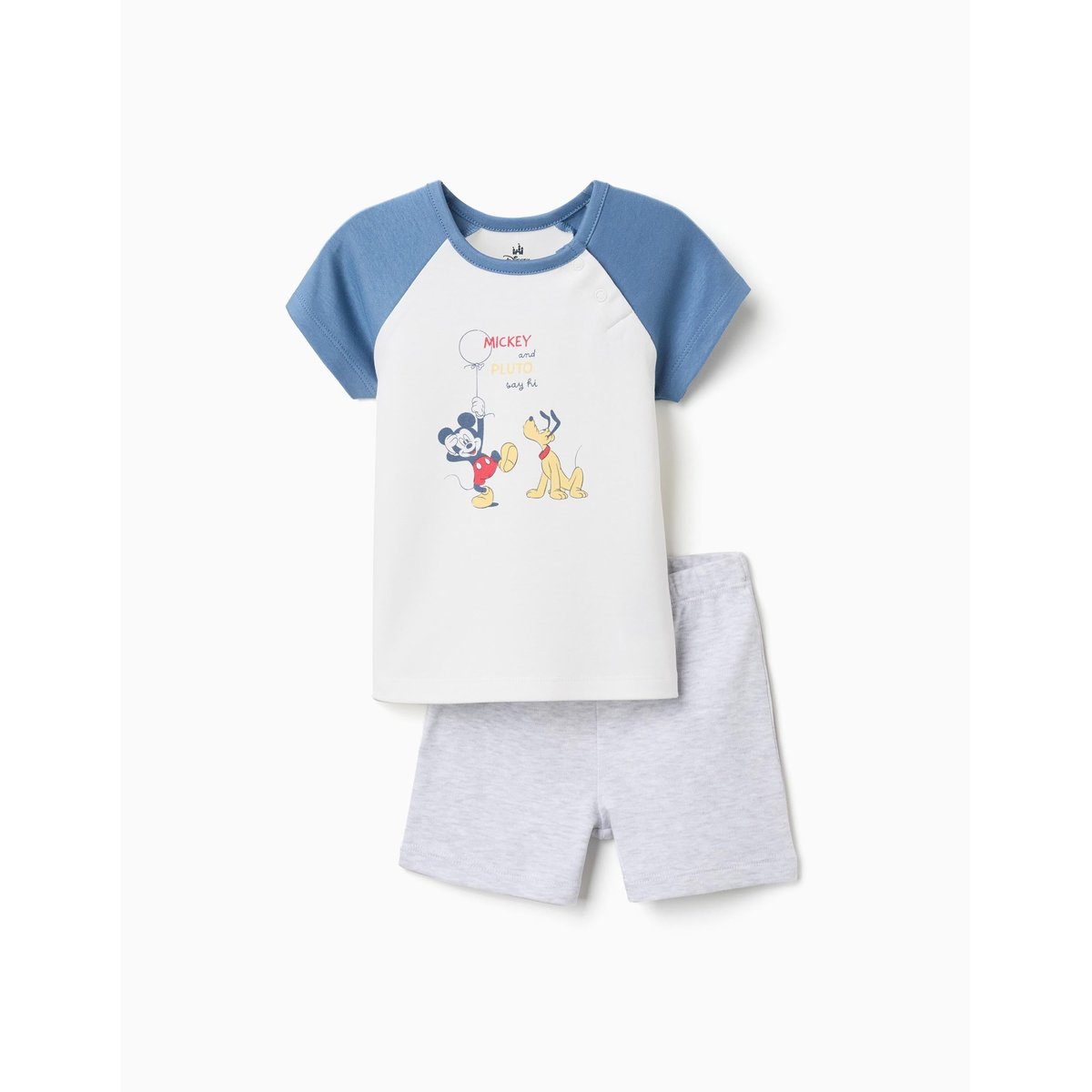 Pyjama short en coton avec Mickey & Pluto bleu, ZIPPY