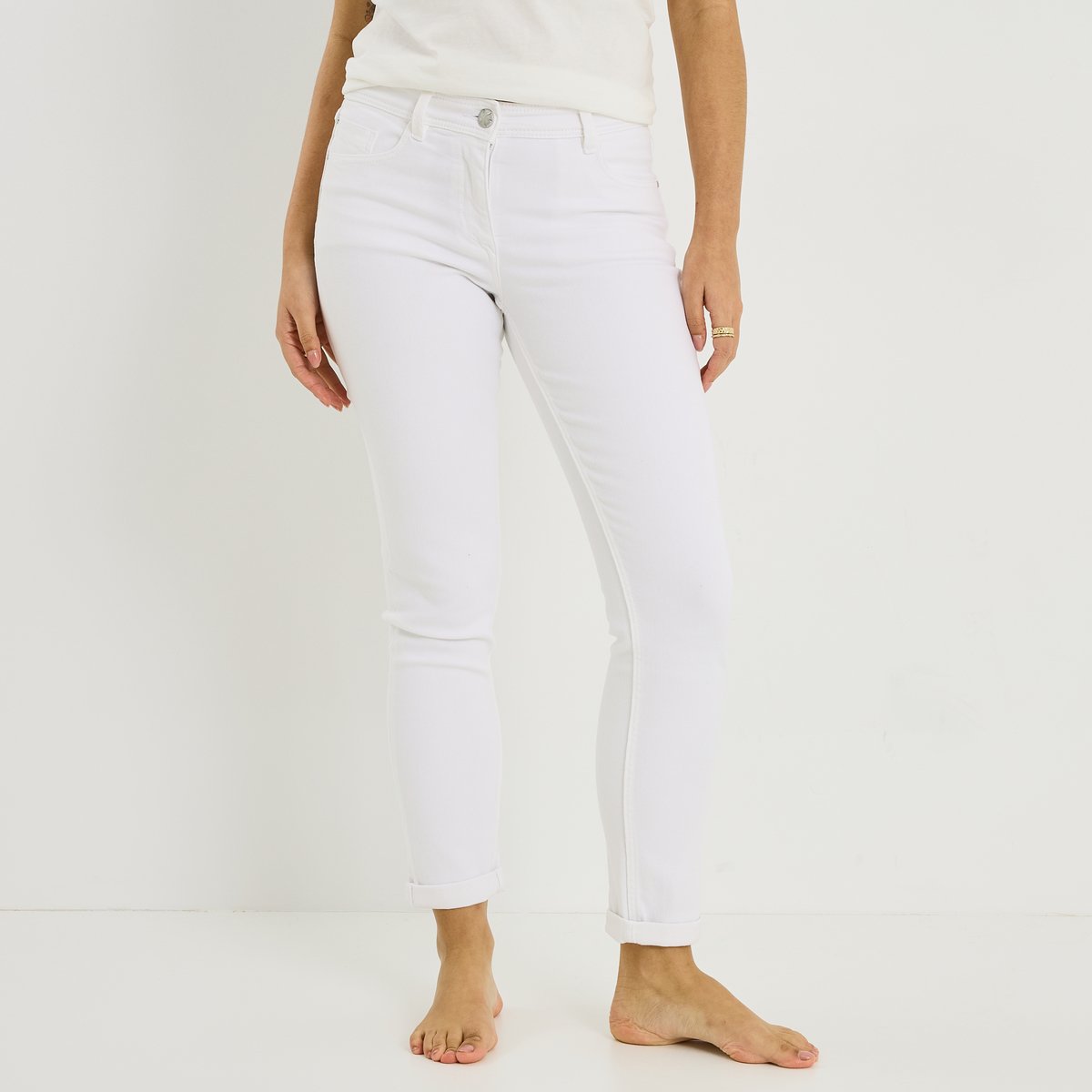 Jean slim raccourci TOKYO R01 blanc cassé blanc, GRAIN DE MALICE
