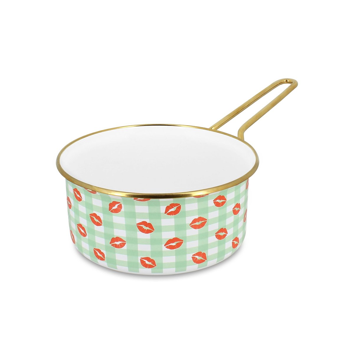Casserole 18cm en acier émaillé, VICHY BISOUS vert, MENASTYL
