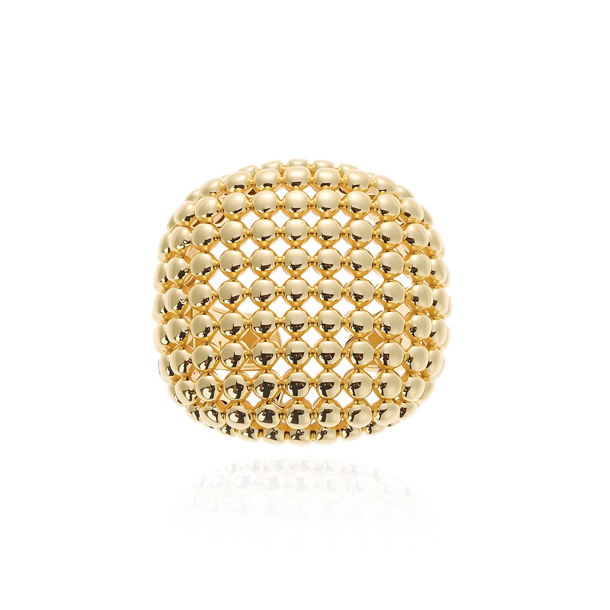 Bague carrée aux motifs alvéolés PHYLO doré, HIPANEMA