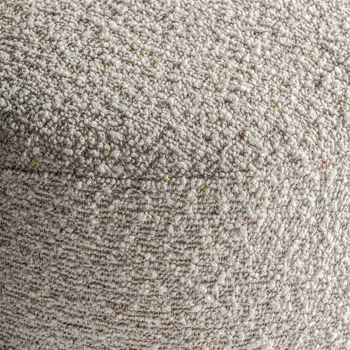 Fauteuil rotatif en coton bouclé et bois blanc bouclé et bois noir, RECOLLECTION